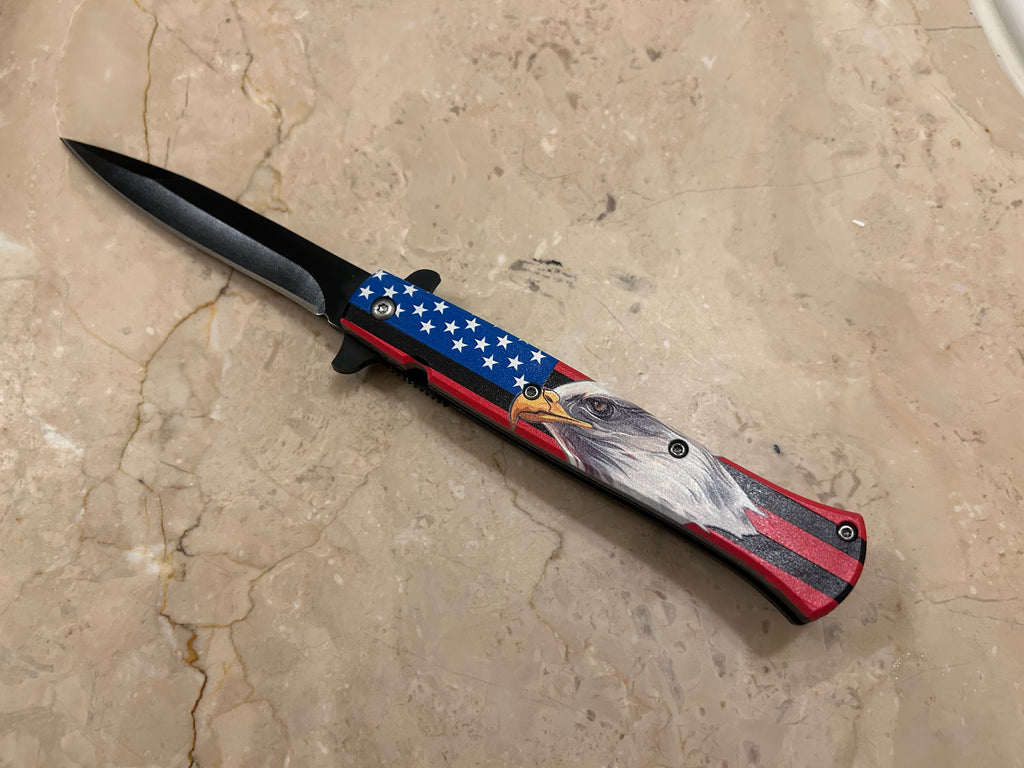 SS... ELITE EDGE-ELITE EAGLE ASSIST KNIFE TACTICAL BLACK BLADE HANDLE STAINLESS KNIFE NEW