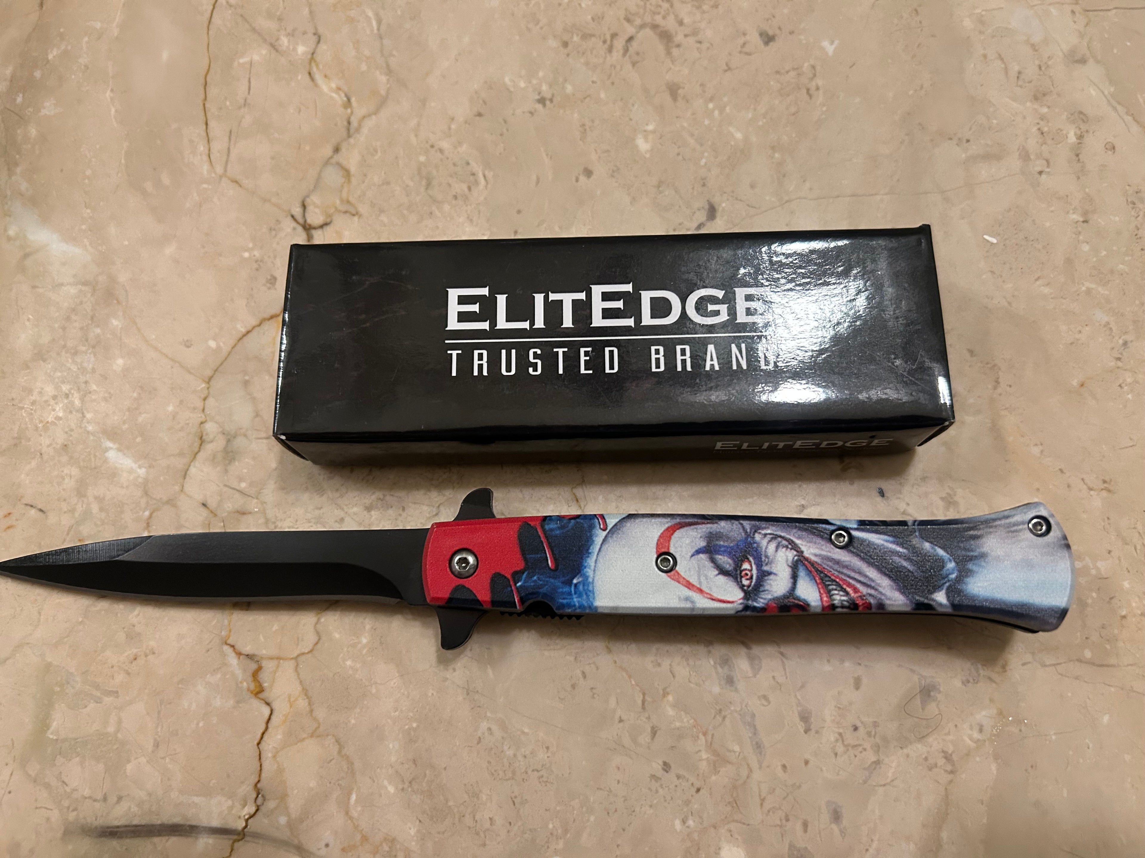 SS... ELITE BIG JOKER SPRING ASSIST BLACK STAINLESS STEEL KNIFE NEW