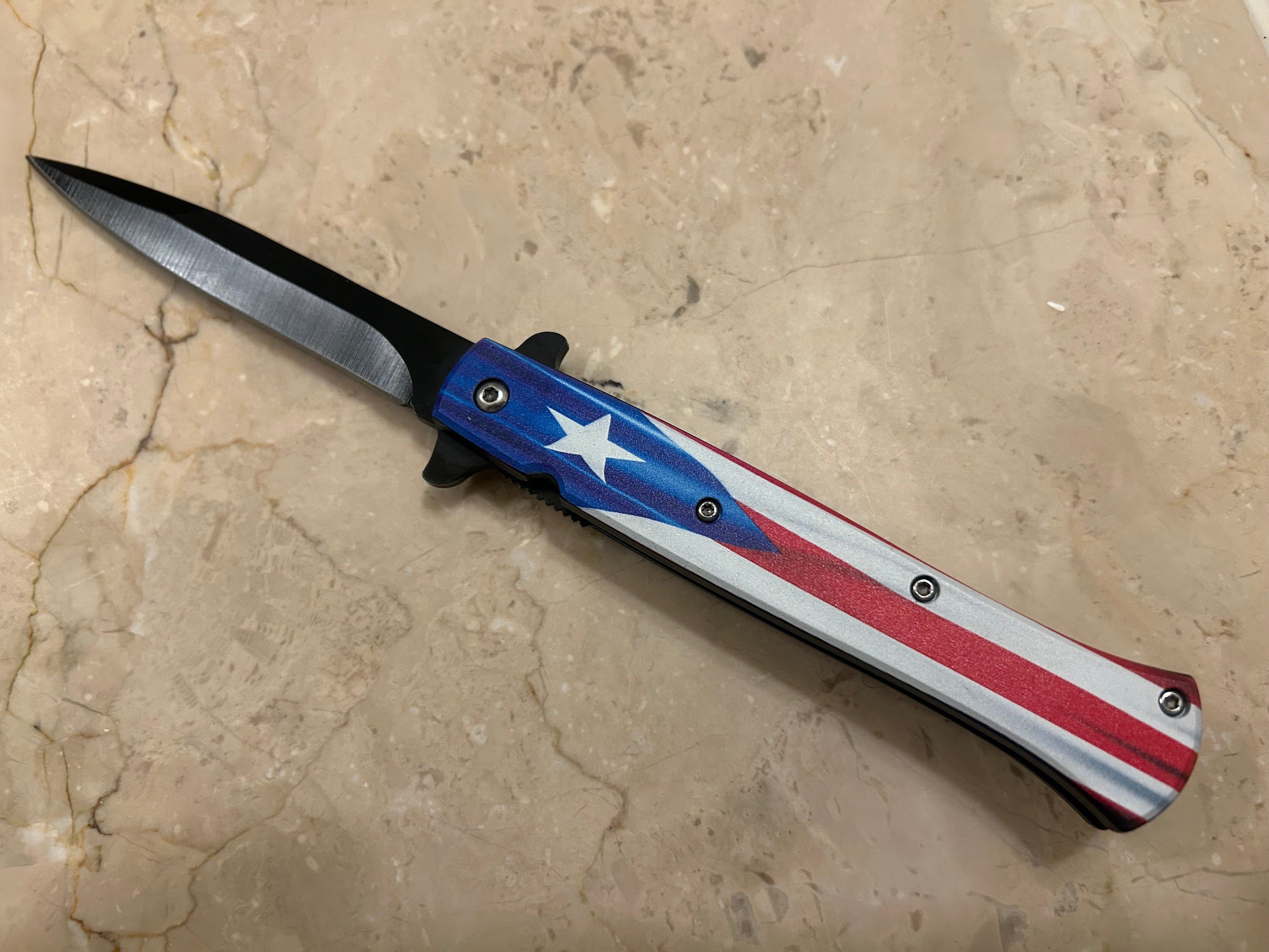 SS... ELITE STAR ASSIST TACTICAL BLACK STAINLESS STEEL KNIFE NEW