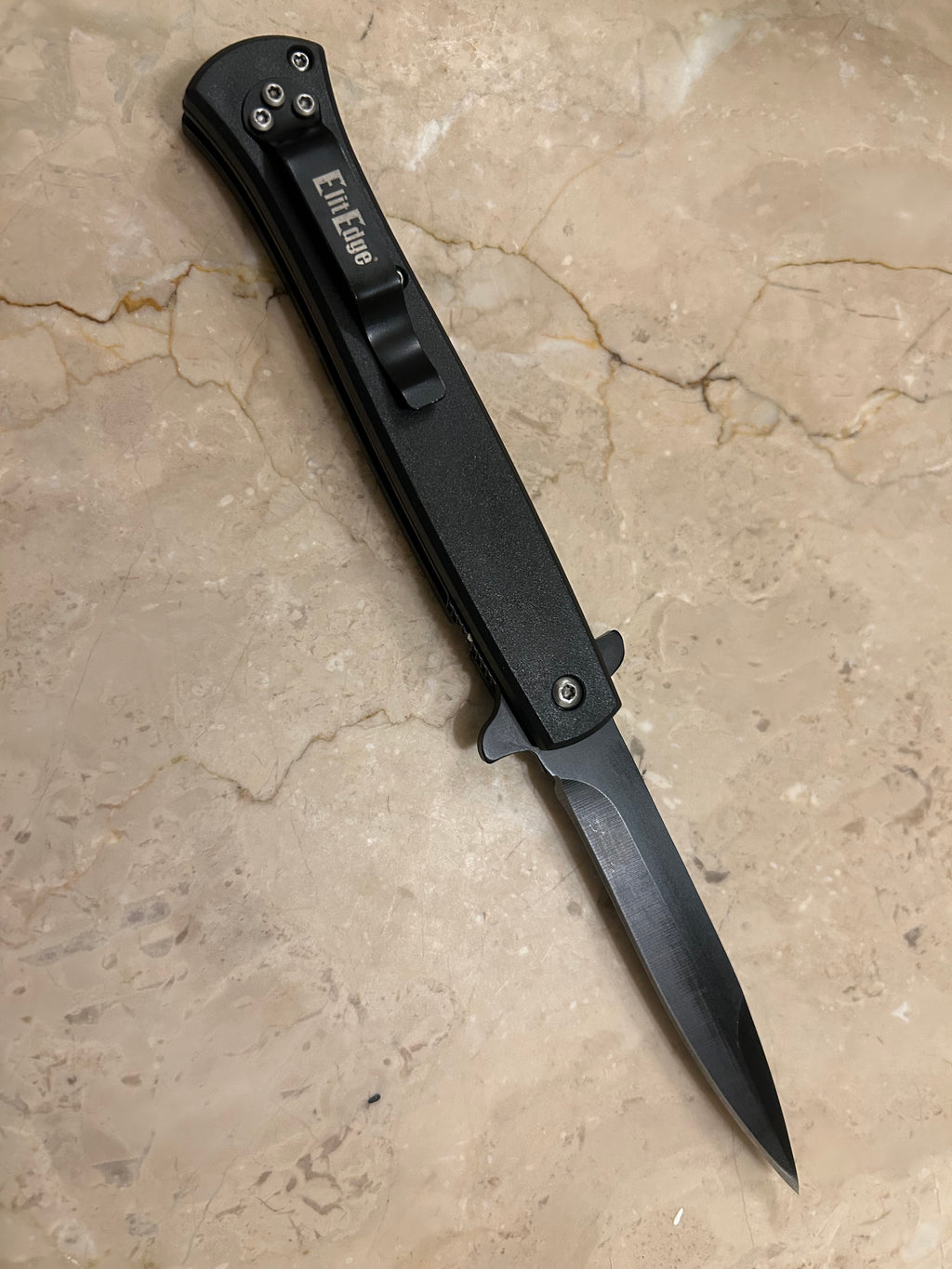 SS... ELITE LITTLE SKULL ASSIST BLACK STAINLESS STEEL KNIFE NEW