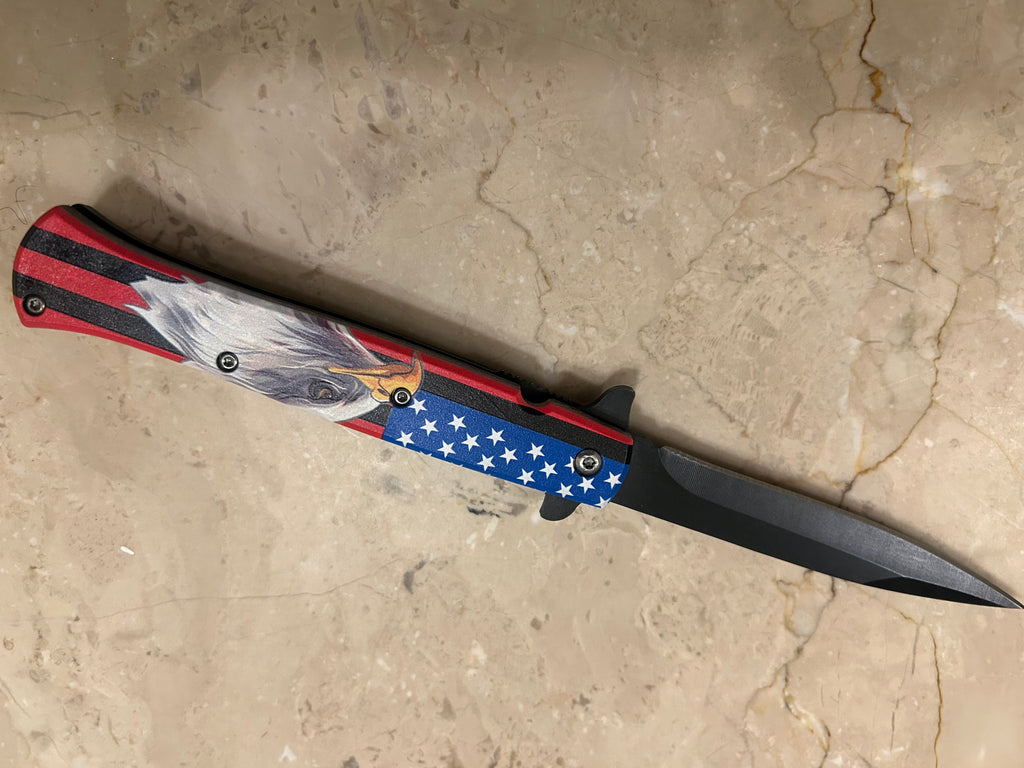 SS... ELITE EDGE-ELITE EAGLE ASSIST KNIFE TACTICAL BLACK BLADE HANDLE STAINLESS KNIFE NEW