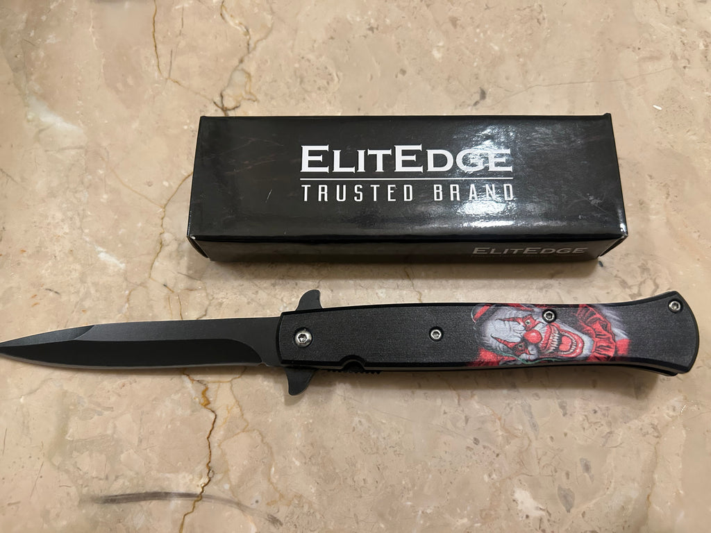 SS... ELITE LITTLE JOKER SPRING ASSIST BLACK STAINLESS STEEL KNIFE NEW