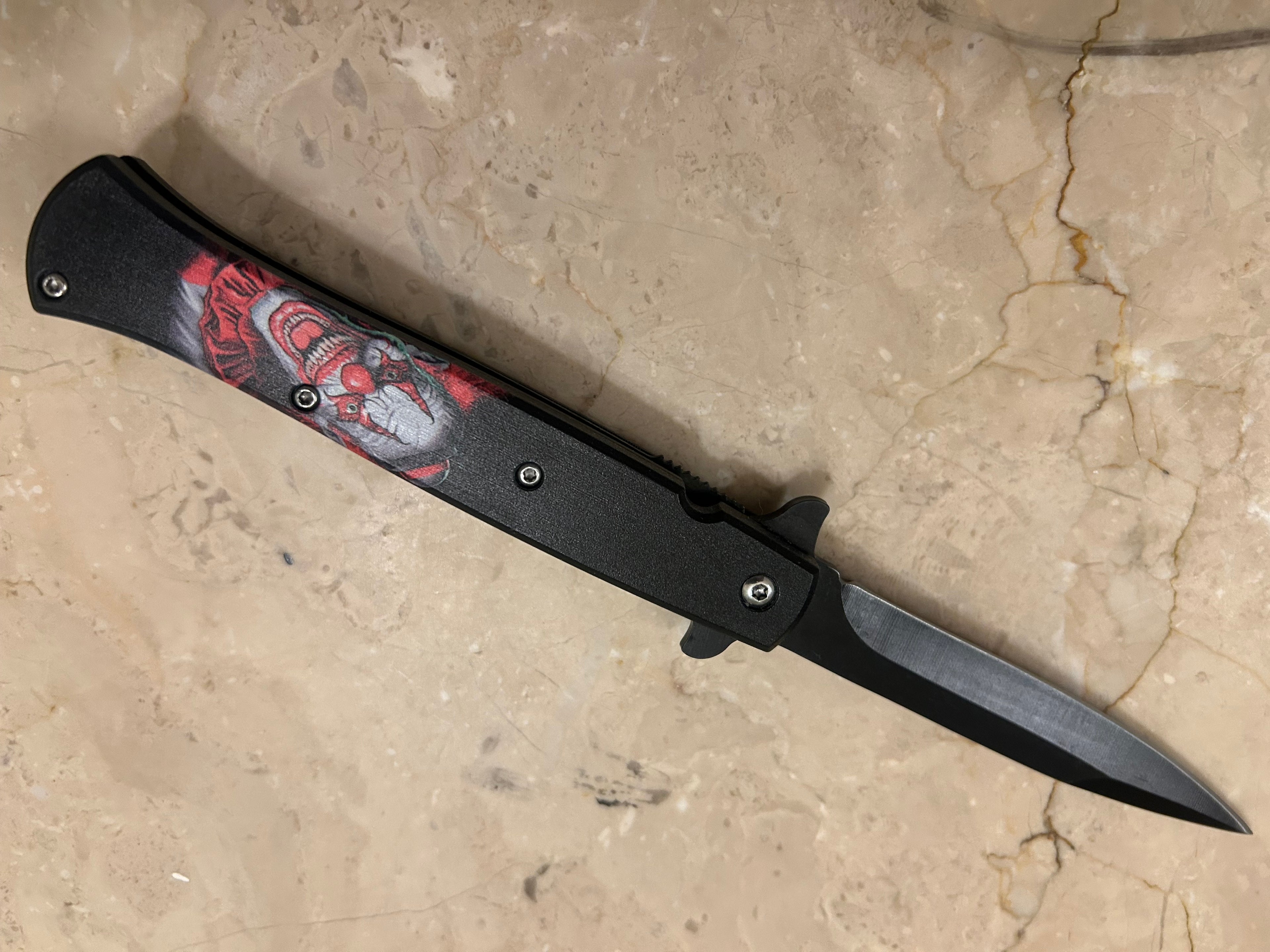 SS... ELITE LITTLE JOKER SPRING ASSIST BLACK STAINLESS STEEL KNIFE NEW