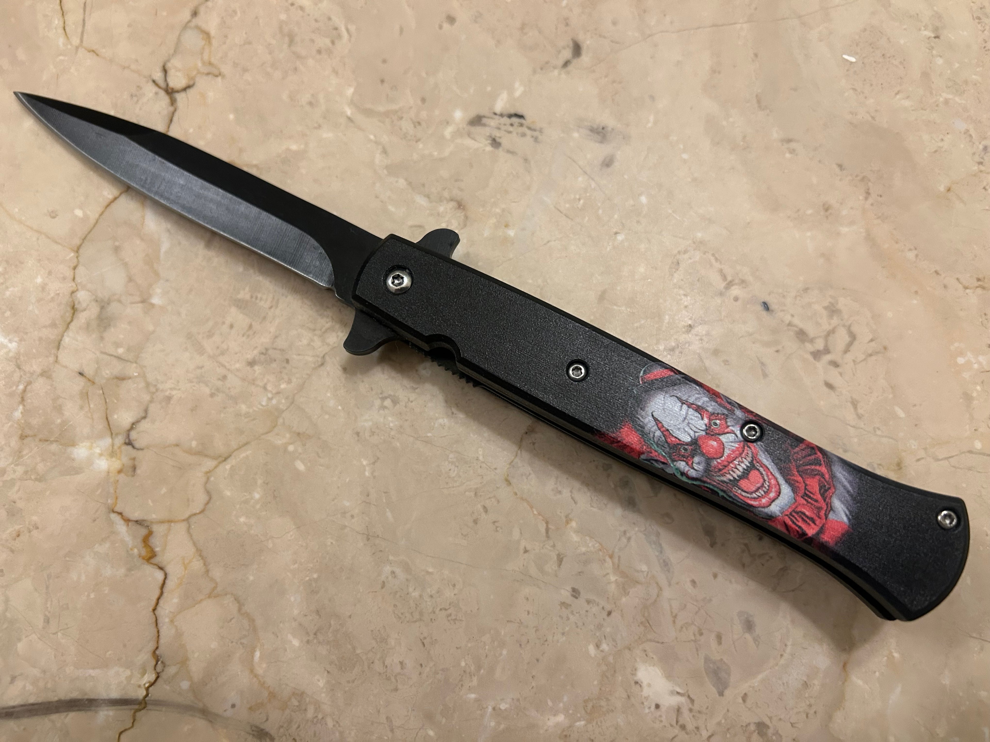 SS... ELITE LITTLE JOKER SPRING ASSIST BLACK STAINLESS STEEL KNIFE NEW