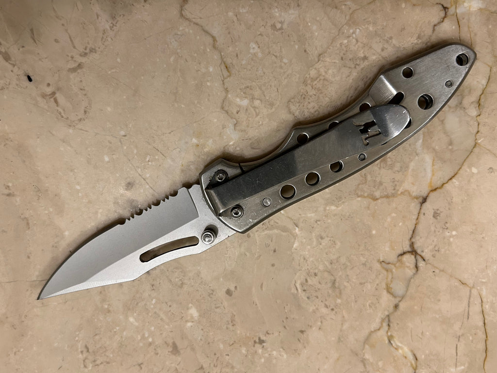 SS...WINCHESTER USA 1 BLADE STAINLESS STEEL MANUAL VINTAGE KNIFE USED