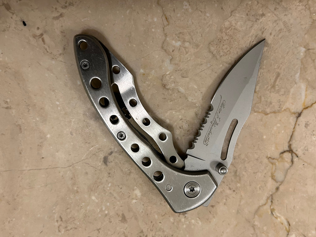 SS...WINCHESTER USA 1 BLADE STAINLESS STEEL MANUAL VINTAGE KNIFE USED