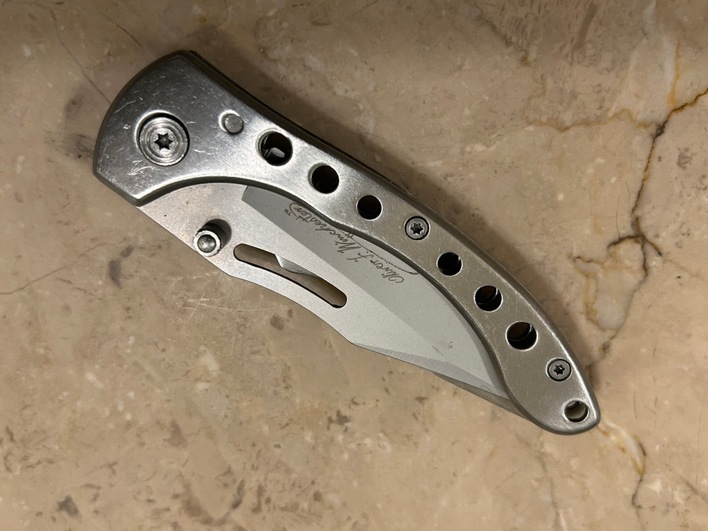 SS...WINCHESTER USA 1 BLADE STAINLESS STEEL MANUAL VINTAGE KNIFE USED