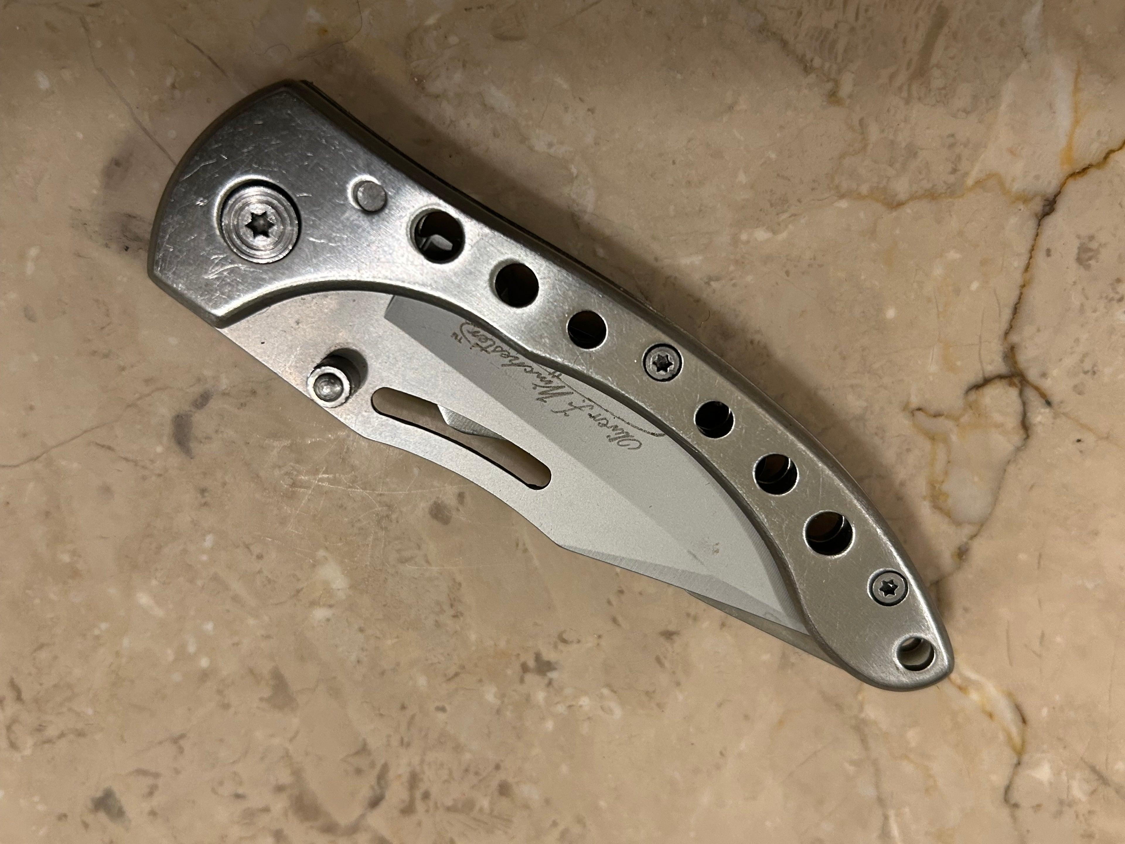 SS...WINCHESTER USA 1 BLADE STAINLESS STEEL MANUAL VINTAGE KNIFE USED