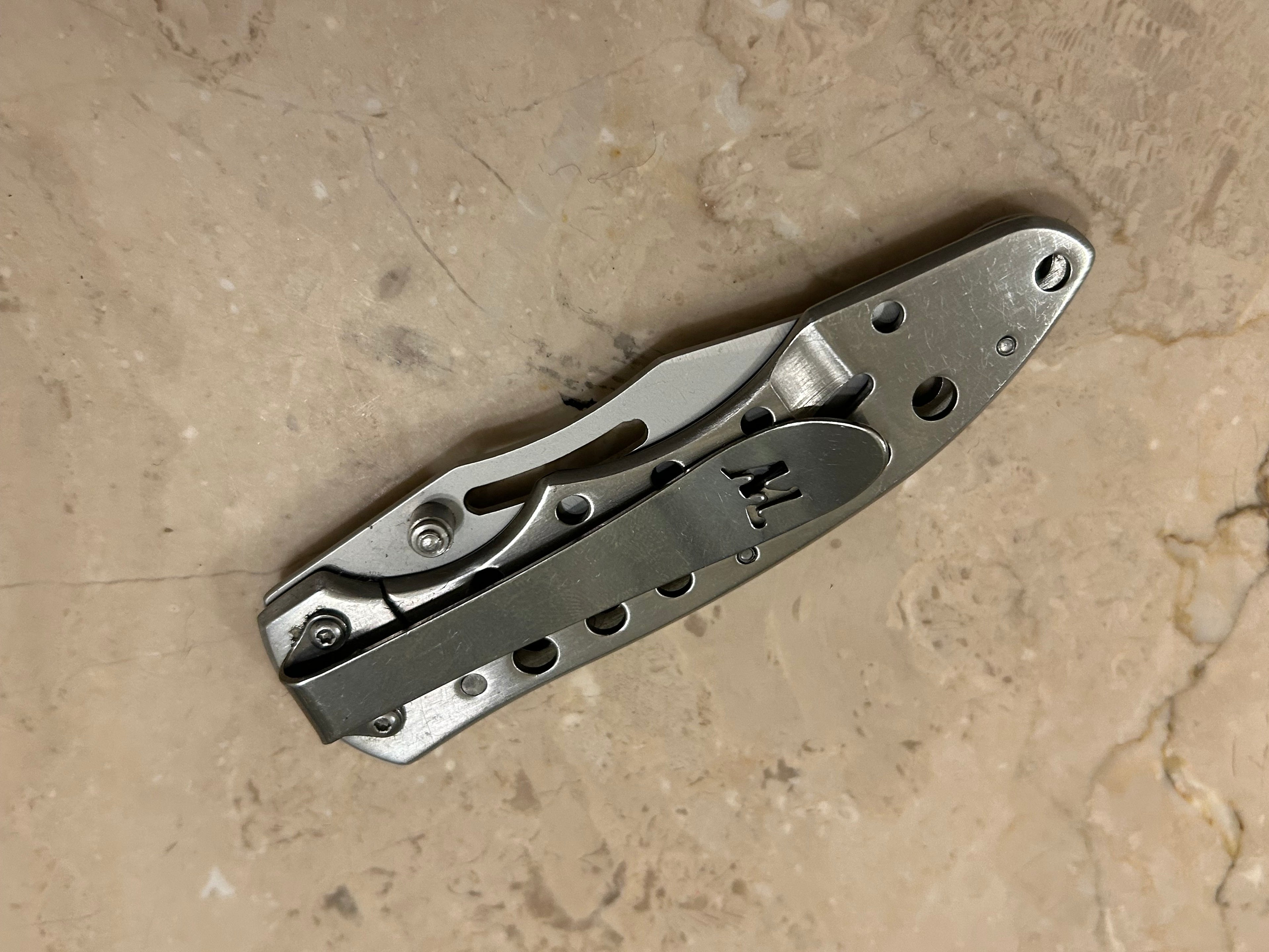 SS...WINCHESTER USA 1 BLADE STAINLESS STEEL MANUAL VINTAGE KNIFE USED