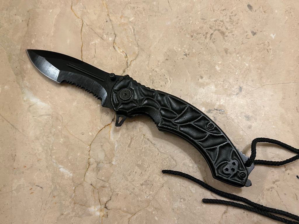 TC 1 BLADE STAINLESS STEEL ASSIT TACTICAL BLACK VINTAGE KNIFE USED