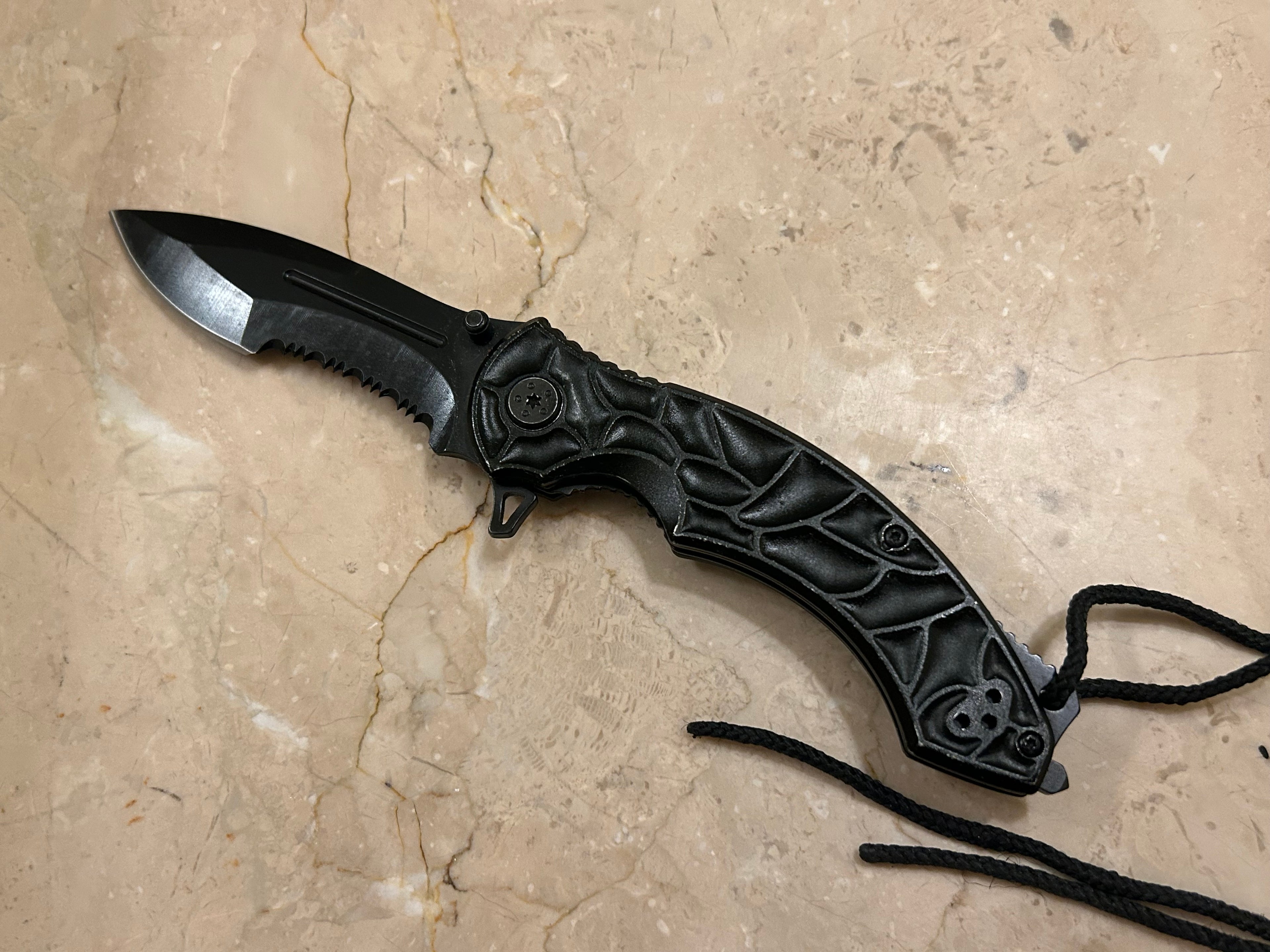 TC 1 BLADE STAINLESS STEEL ASSIT TACTICAL BLACK VINTAGE KNIFE USED