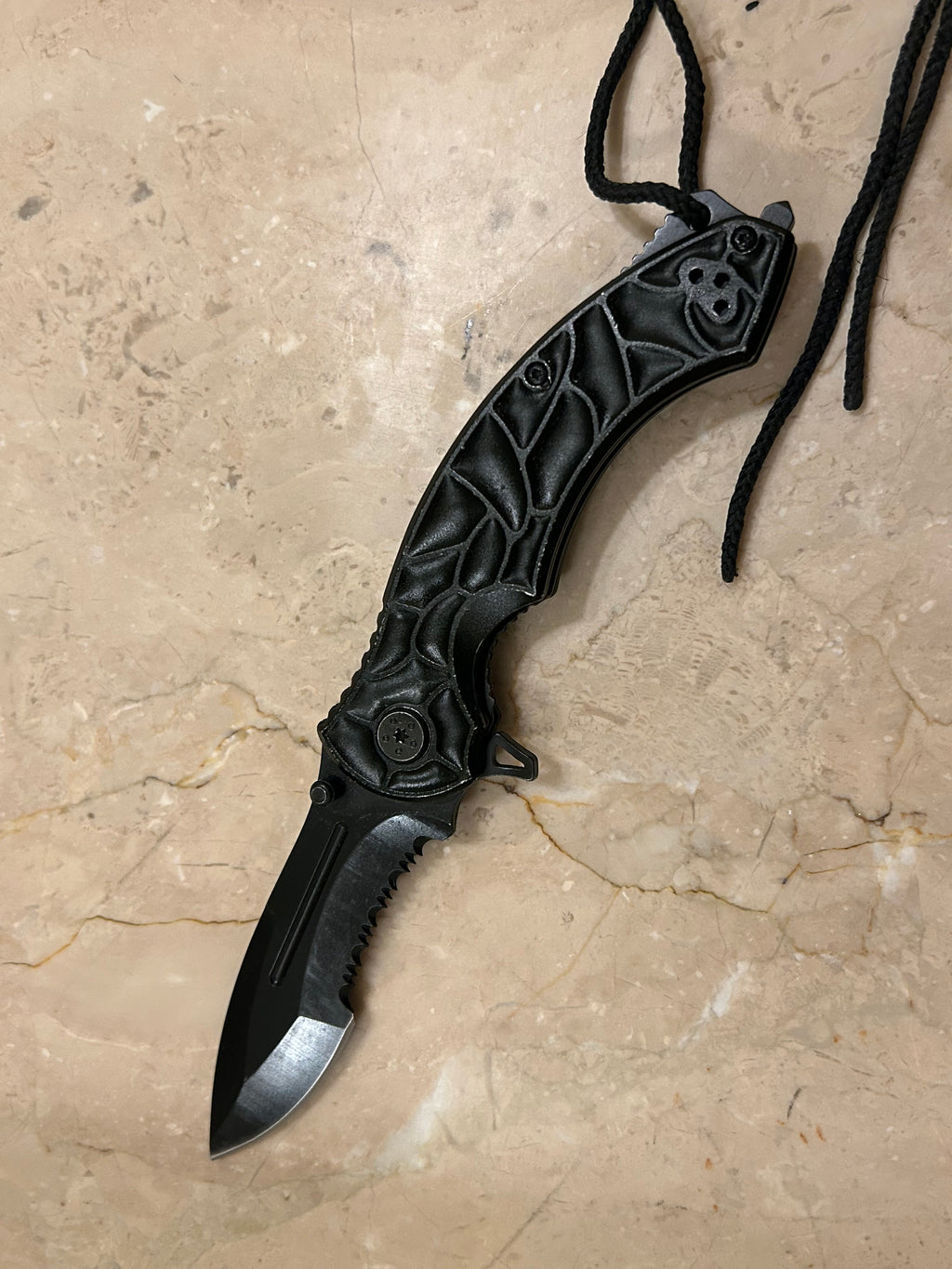 TC 1 BLADE STAINLESS STEEL ASSIT TACTICAL BLACK VINTAGE KNIFE USED