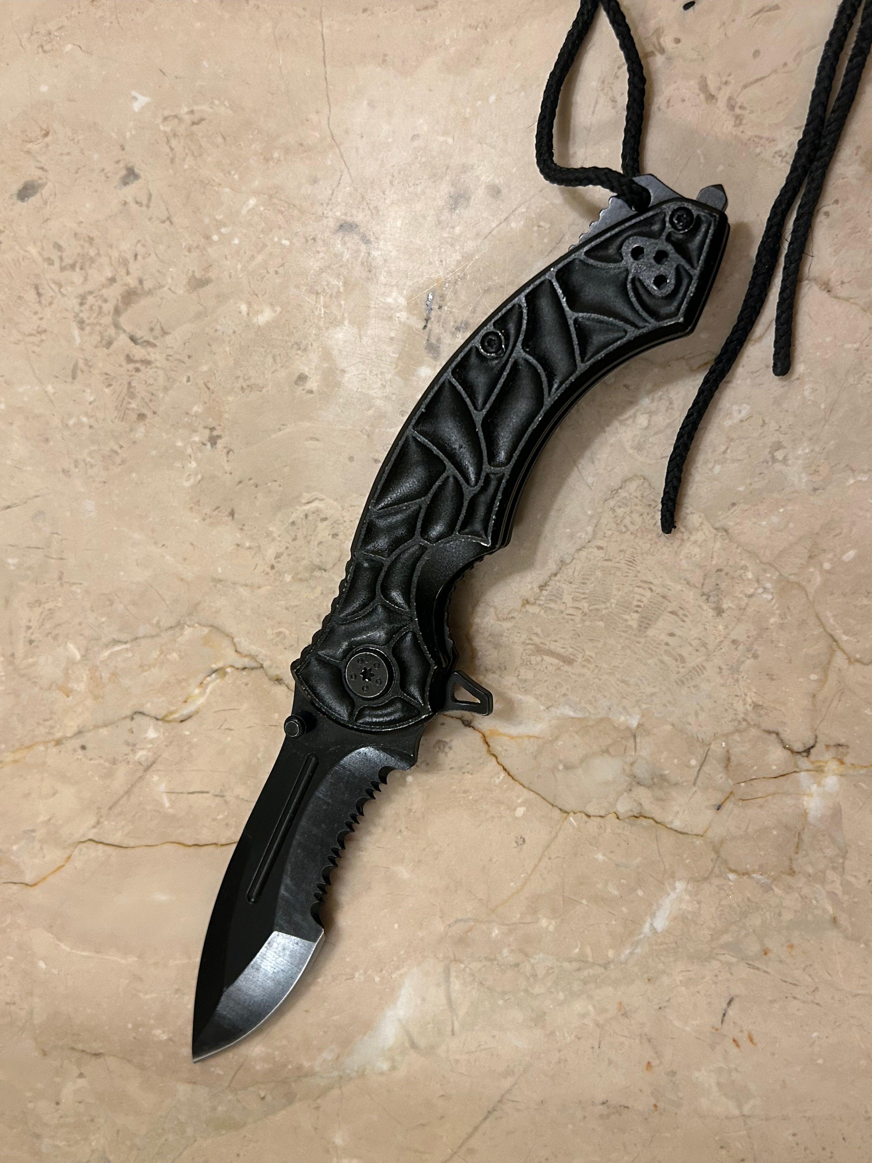 TC 1 BLADE STAINLESS STEEL ASSIT TACTICAL BLACK VINTAGE KNIFE USED