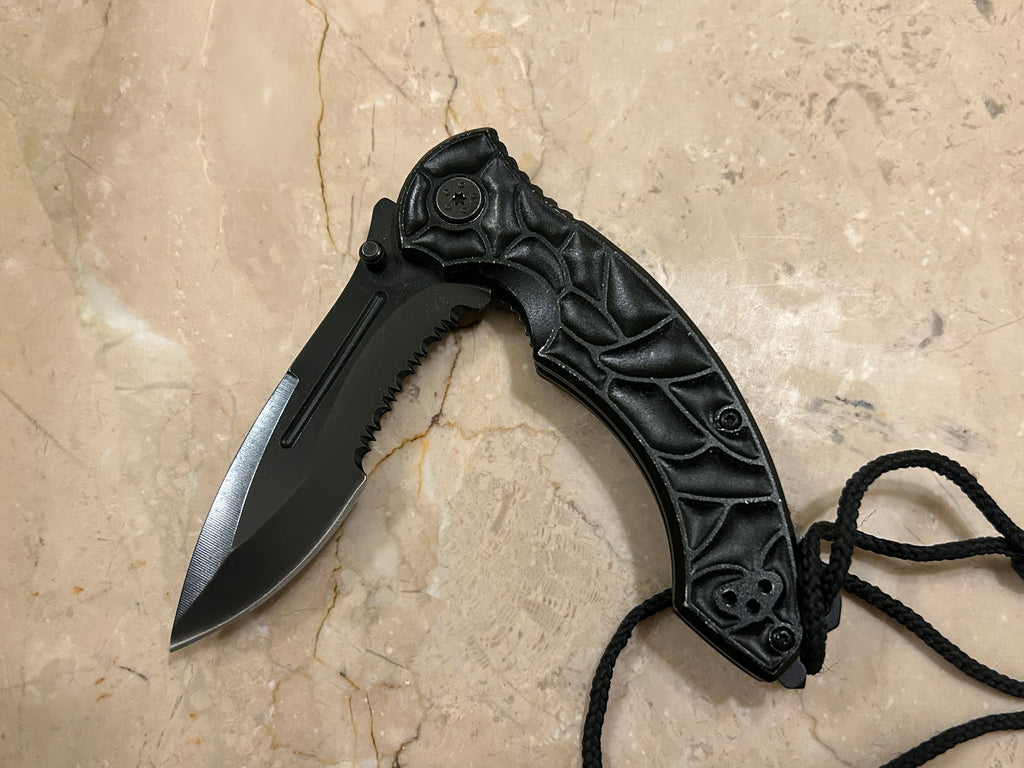 TC 1 BLADE STAINLESS STEEL ASSIT TACTICAL BLACK VINTAGE KNIFE USED