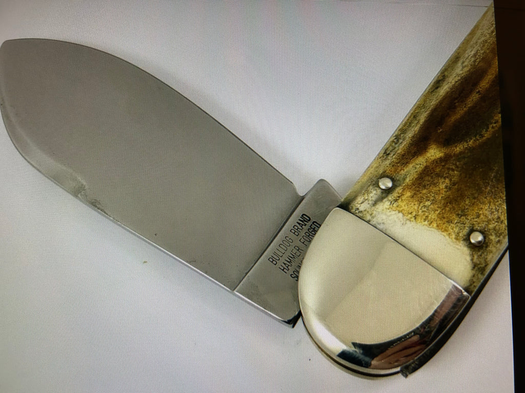 cc...BULLDOG GIANT GERMANY 8.5" Display Sunfish Knife Crystal Synthetic/Bluegill Vintage Age Etch PRE-OWNED