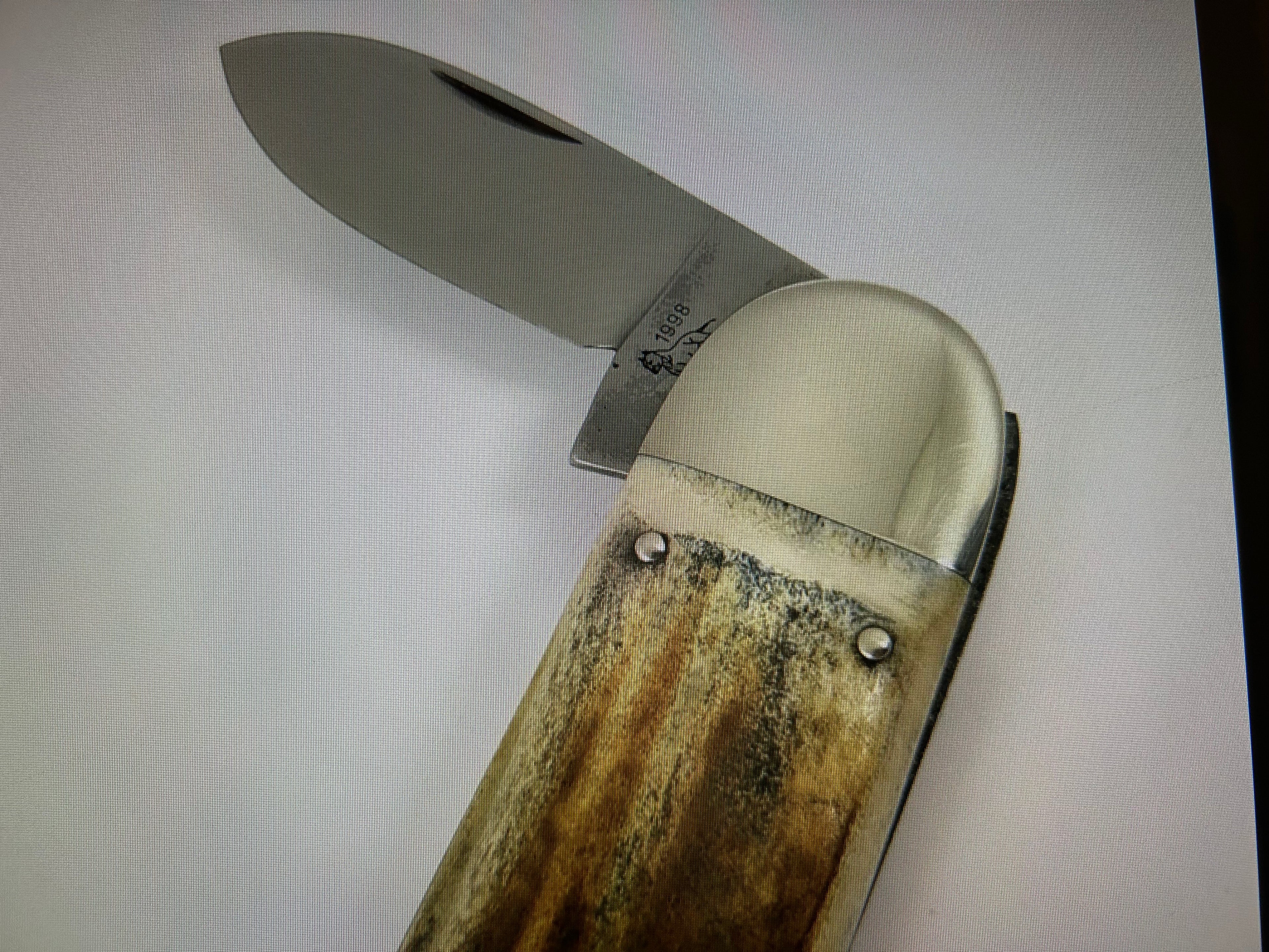 cc...BULLDOG GIANT GERMANY 8.5" Display Sunfish Knife Crystal Synthetic/Bluegill Vintage Age Etch PRE-OWNED