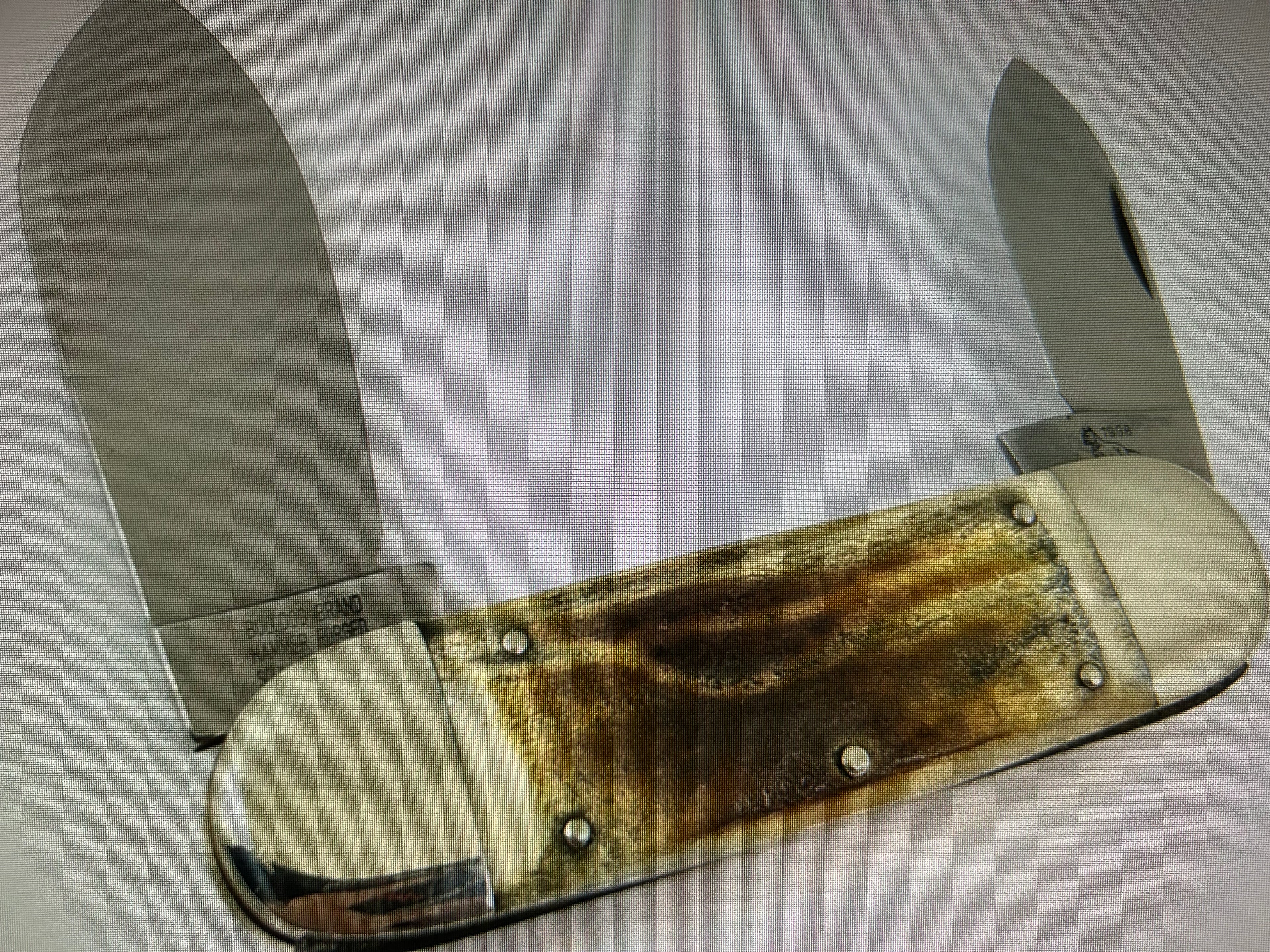 cc...BULLDOG GIANT GERMANY 8.5" Display Sunfish Knife Crystal Synthetic/Bluegill Vintage Age Etch PRE-OWNED