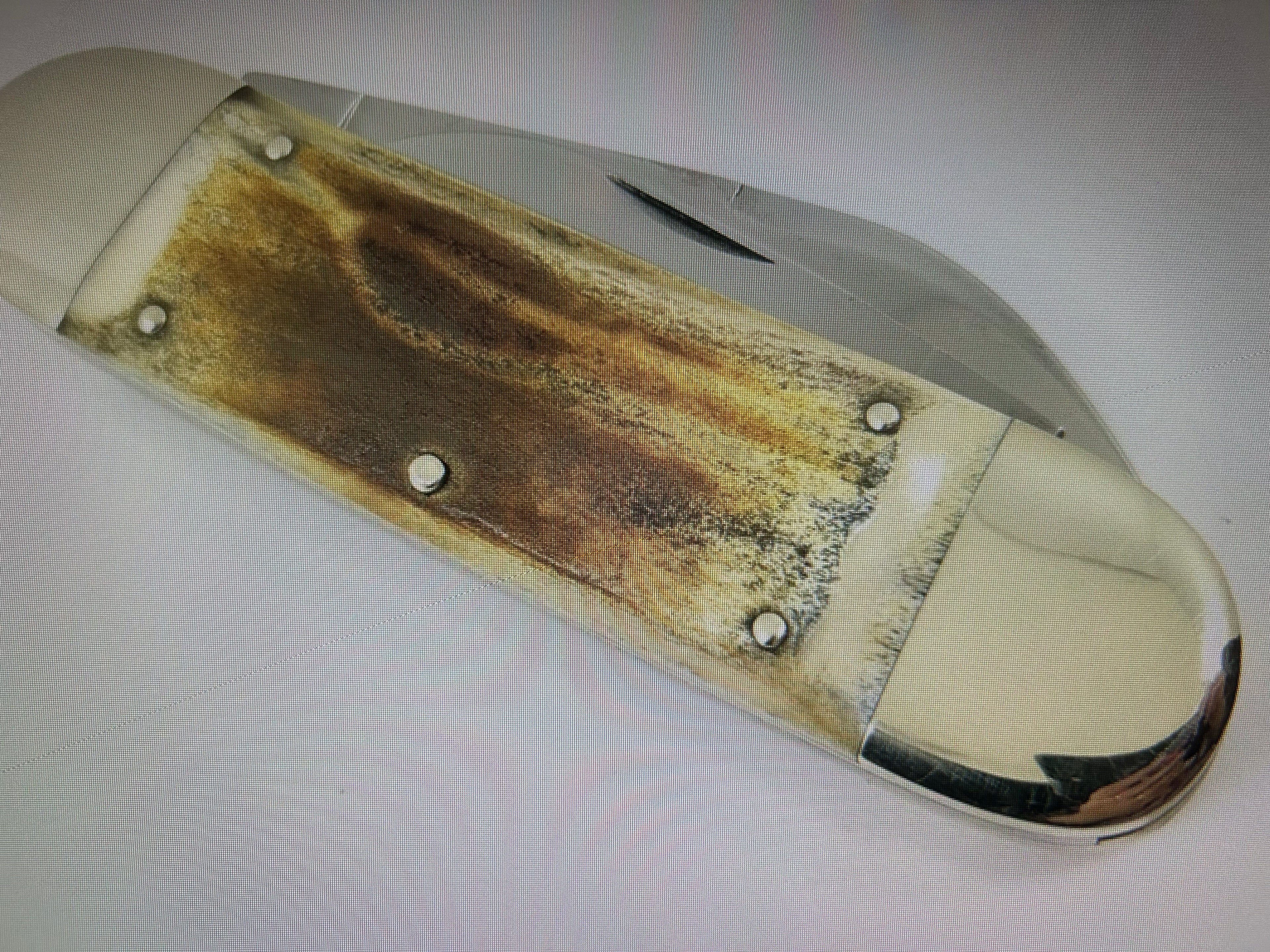 cc...BULLDOG GIANT GERMANY 8.5" Display Sunfish Knife Crystal Synthetic/Bluegill Vintage Age Etch PRE-OWNED