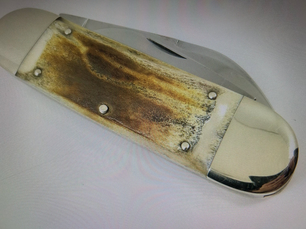 a...CASE XX USA Museum 3" Blade Carbon Steel Smooth Bone Elephant Toe Pocket Knife Pre-Owned