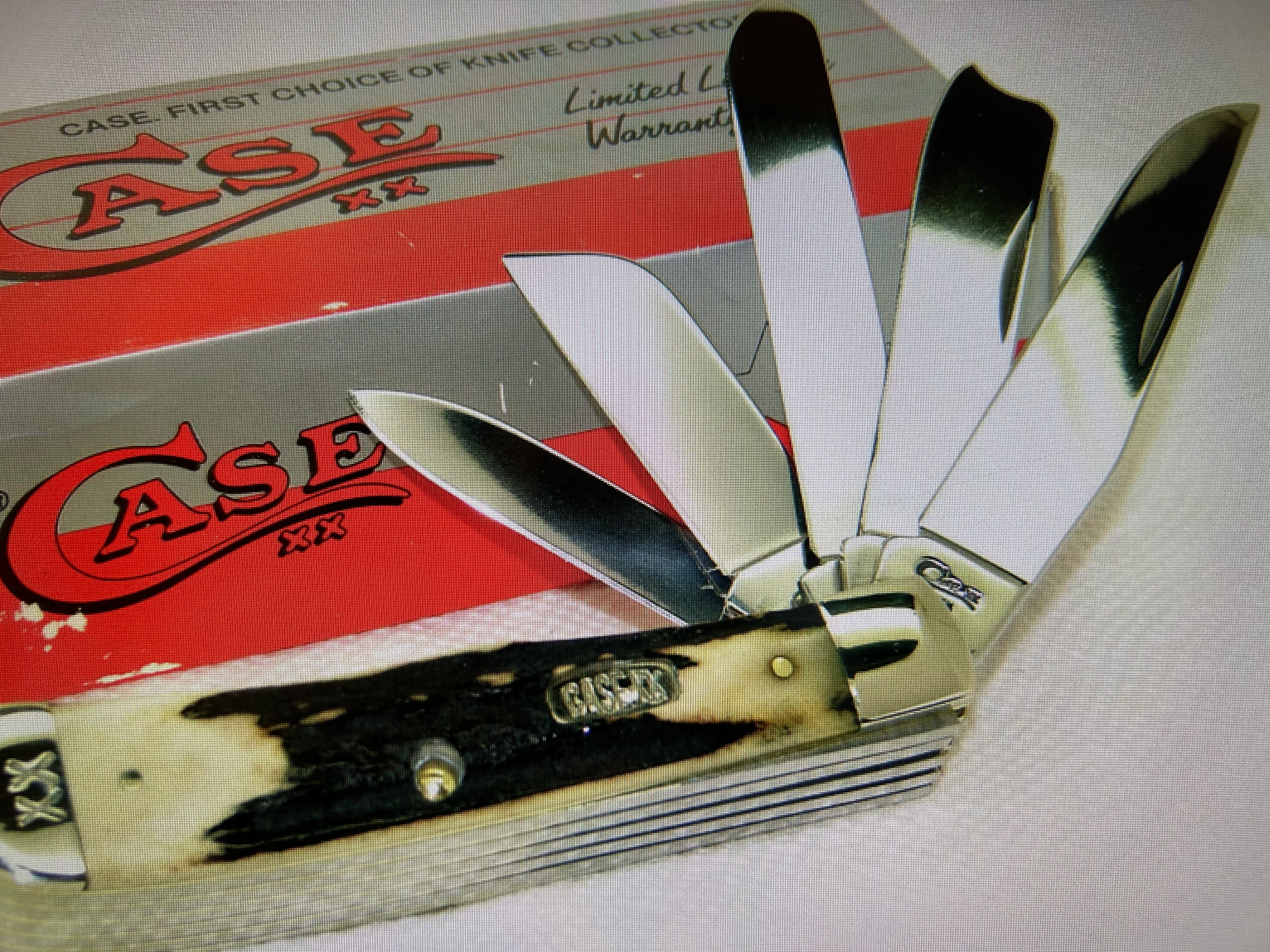a...Case XX USA Vintage 1997 Trapper Pocket Muti Tool Camping Knife Midnight Stag Handle w/Sheath Pre-OWNED