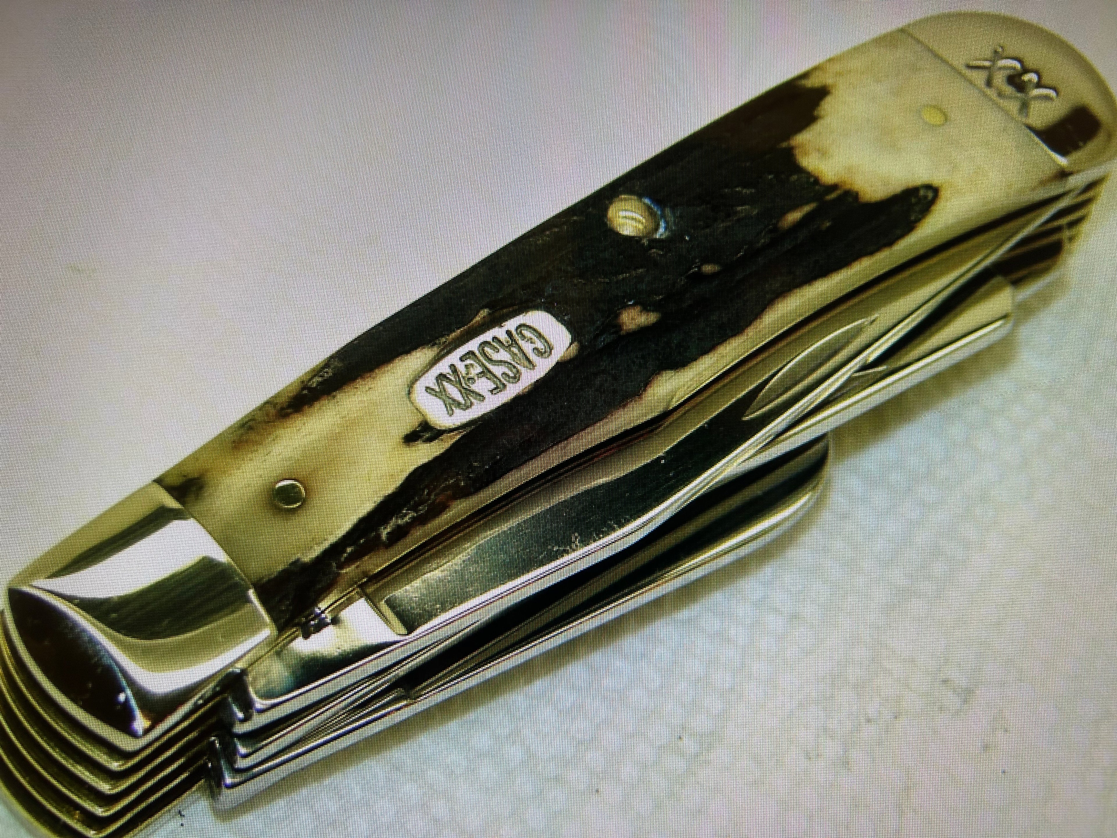 a...Case XX USA Vintage 1997 Trapper Pocket Muti Tool Camping Knife Midnight Stag Handle w/Sheath Pre-OWNED
