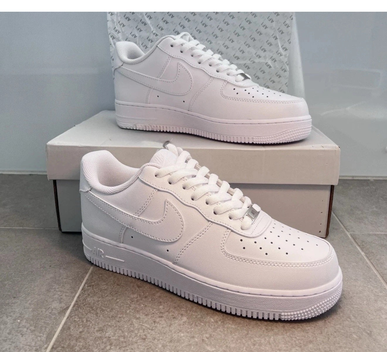 W...NIKE Air Force 1 Low '07 Triple WHITE Mens Black Sports Sneaker CW2288-111 Size 11 BRAND NEW