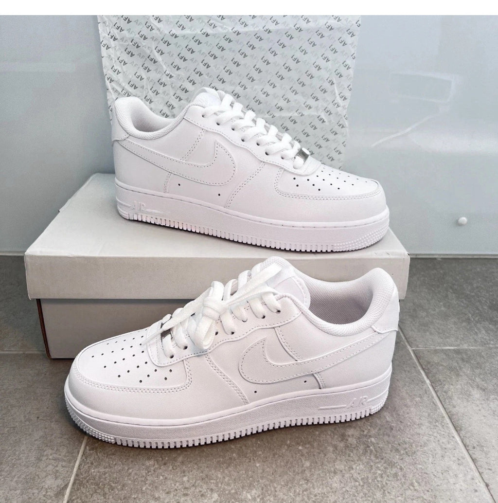 W...NIKE Air Force 1 Low '07 Triple WHITE Mens Black Sports Sneaker CW2288-111 Size 11 BRAND NEW