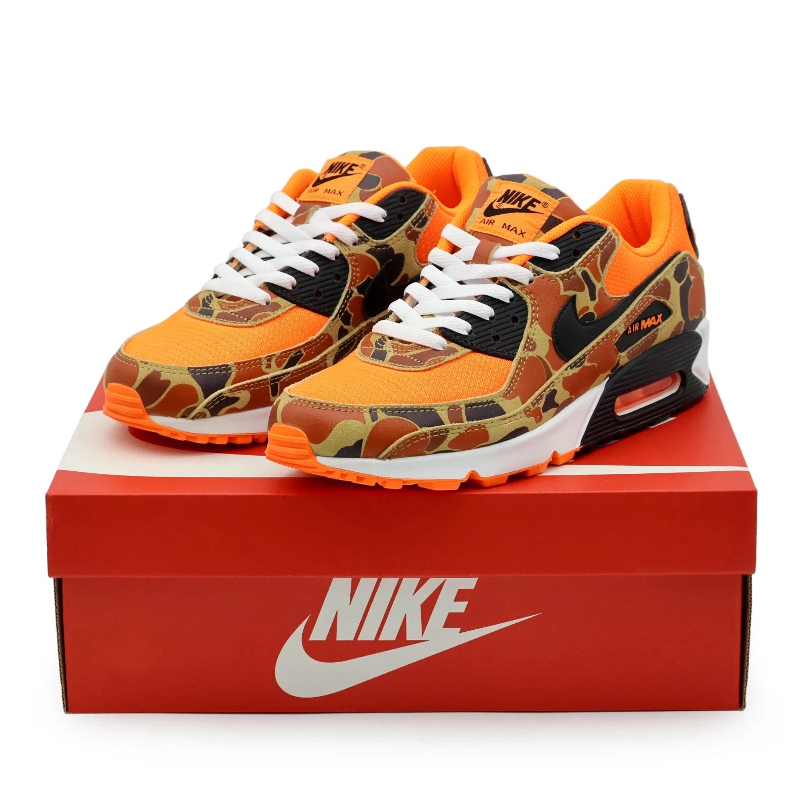 W...NIKE Air Max 90 Total Orange Duck Camo Black Size 11 CW4039-800 Brand NEW