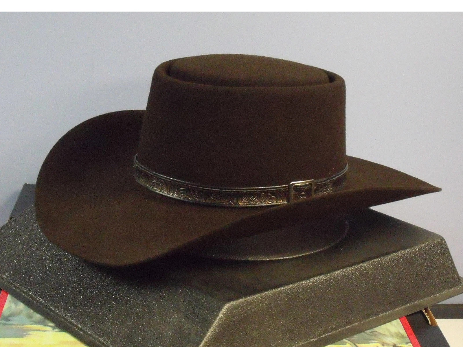 tc...STETSON REVENGER 4X FELT GAMBLER COWBOY Chocolate WESTERN HAT BRAND NEW