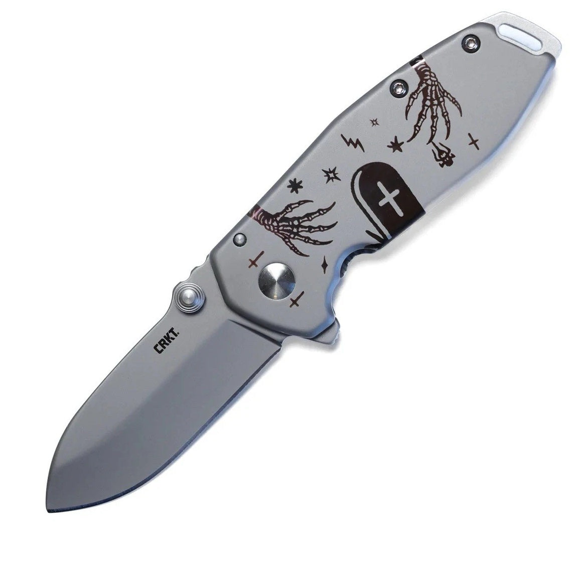 BRNLY Halloween Gravesite Engraved CRKT Squid A/O - Stainless Steel - 8Cr14MoV KNIVE NEW