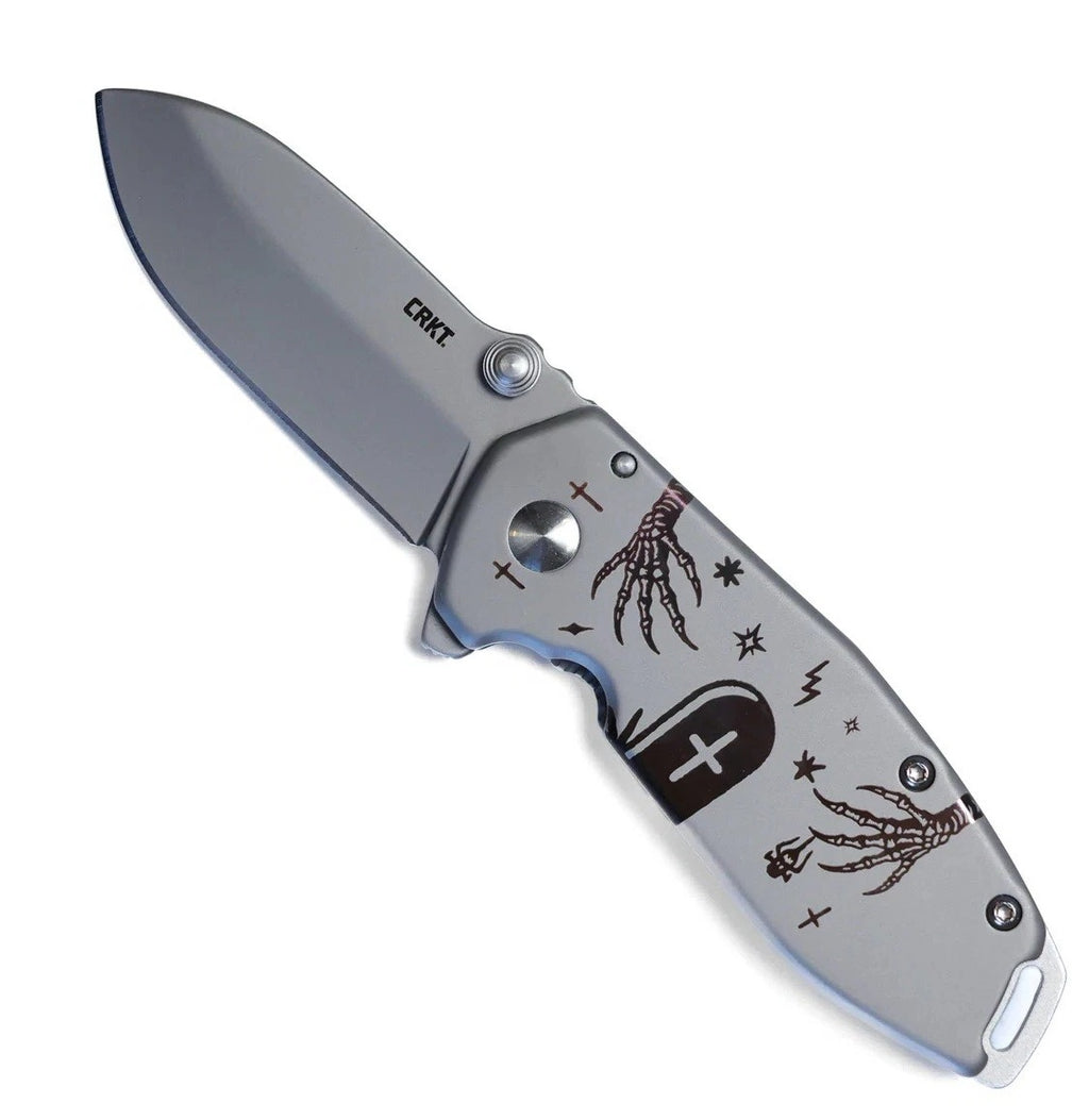 BRNLY Halloween Gravesite Engraved CRKT Squid A/O - Stainless Steel - 8Cr14MoV KNIVE NEW