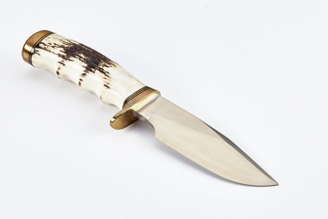 RANDALL USA  Sergeant's Model - 5" - Stag Handle CARBON STEEL FIXED BLADE Hunting Knife w/Sheath PRE-OWNED