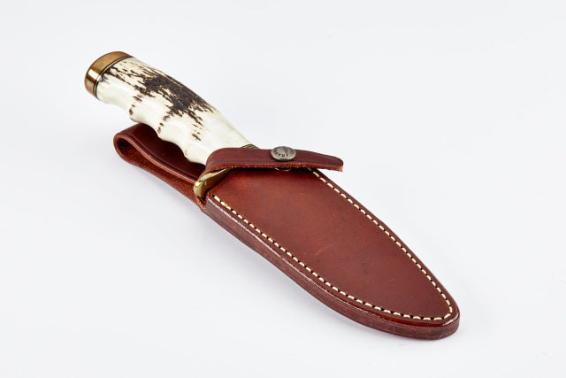 RANDALL USA  Sergeant's Model - 5" - Stag Handle CARBON STEEL FIXED BLADE Hunting Knife w/Sheath PRE-OWNED