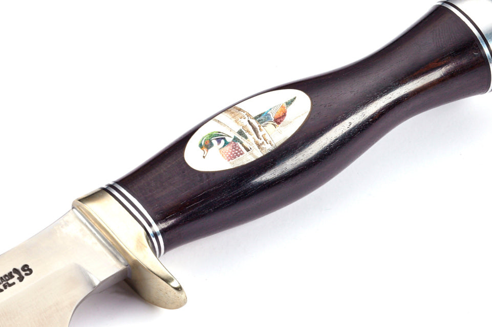 RANDALL USA KNIVES MODEL 8 - 4" - Ebony with Ivory Inlay - Scrimshaw HANDLE ALL PURPOSE SURVIVAL FIXED BLADE HIGH CARBON STEEL W/SHEATH PRE-OWNED