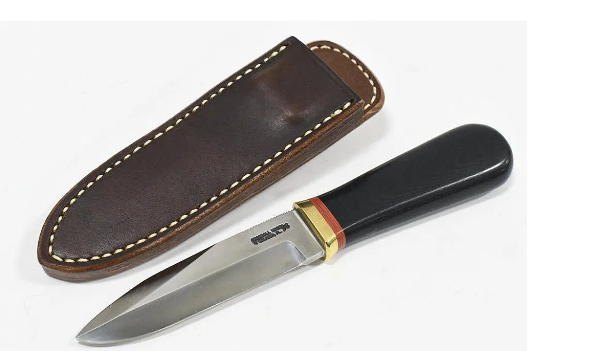 RANDALL USA KNIVES MODEL GAMBLER - 4 ALL PURPOSE GUARDIAN SURVIVAL KNIFE  BLACK MICARTA HANDLE HIGH CARBON STEEL W/SHEATH PRE-OWNED