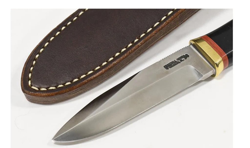 RANDALL USA KNIVES MODEL GAMBLER - 4 ALL PURPOSE GUARDIAN SURVIVAL KNIFE  BLACK MICARTA HANDLE HIGH CARBON STEEL W/SHEATH PRE-OWNED