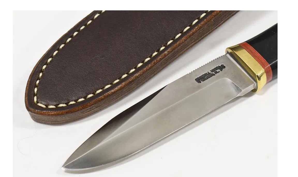 RANDALL USA KNIVES MODEL GAMBLER - 4 ALL PURPOSE GUARDIAN SURVIVAL KNIFE  BLACK MICARTA HANDLE HIGH CARBON STEEL W/SHEATH PRE-OWNED