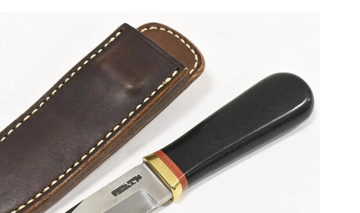 RANDALL USA KNIVES MODEL GAMBLER - 4 ALL PURPOSE GUARDIAN SURVIVAL KNIFE  BLACK MICARTA HANDLE HIGH CARBON STEEL W/SHEATH PRE-OWNED