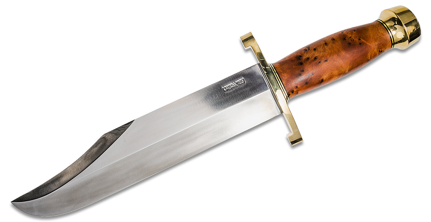 RANDALL USA KNIVES MODEL 12-11 Smithsonian Bowie ALL PURPOSE FIGHTER KNIFE HIGH CARBON STEEL  BURL WOOD Handle W/SHEATH PRE-OWNED