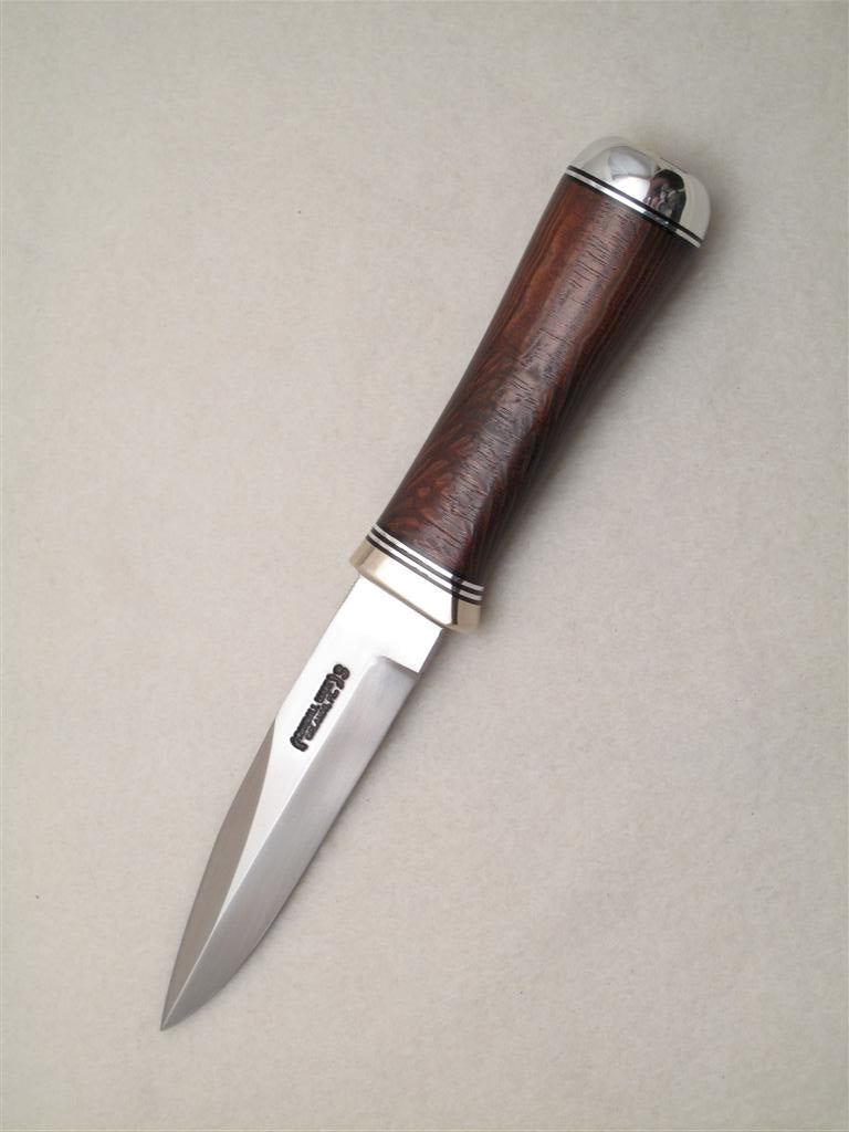 rr...RANDALL USA KNIVES MODEL GAMBLER - 5 ALL PURPOSE GUARDIAN SURVIVAL KNIFE BROWN MICARTA HANDLE HIGH CARBON STEEL W/SHEATH PRE-OWNED