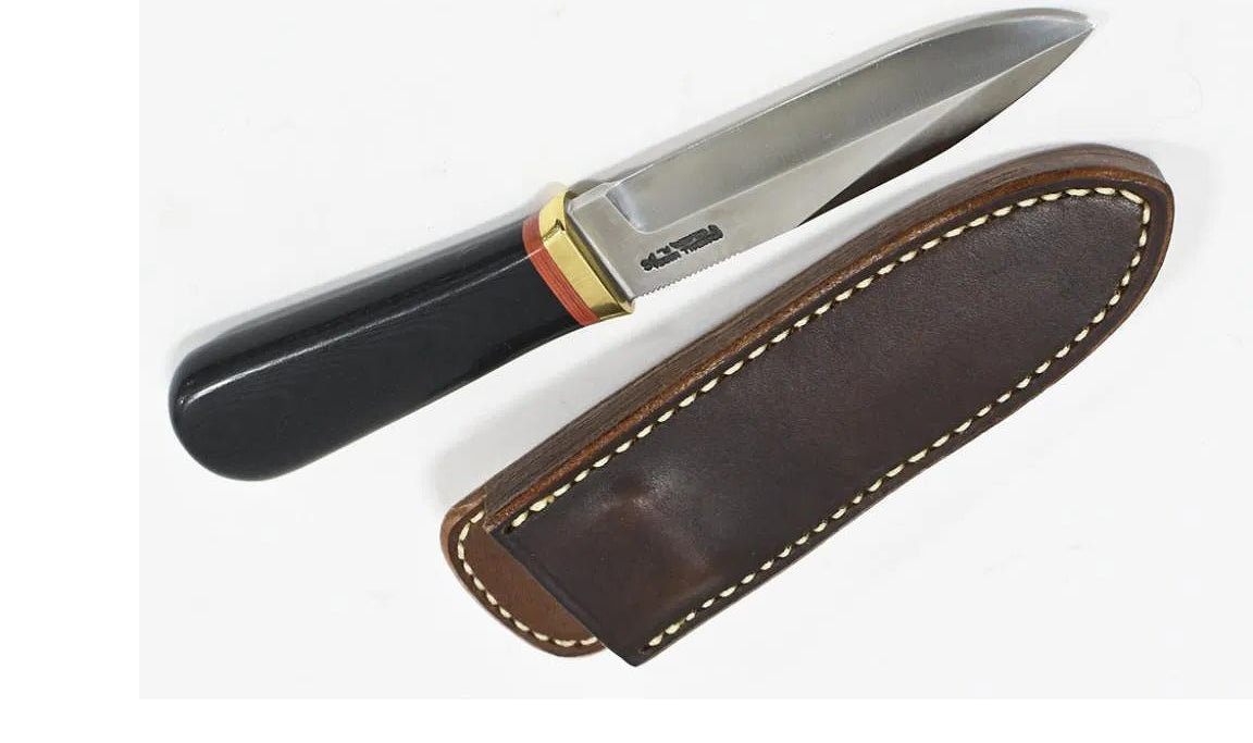 RANDALL USA KNIVES MODEL GAMBLER - 4 ALL PURPOSE GUARDIAN SURVIVAL KNIFE  BLACK MICARTA HANDLE HIGH CARBON STEEL W/SHEATH PRE-OWNED