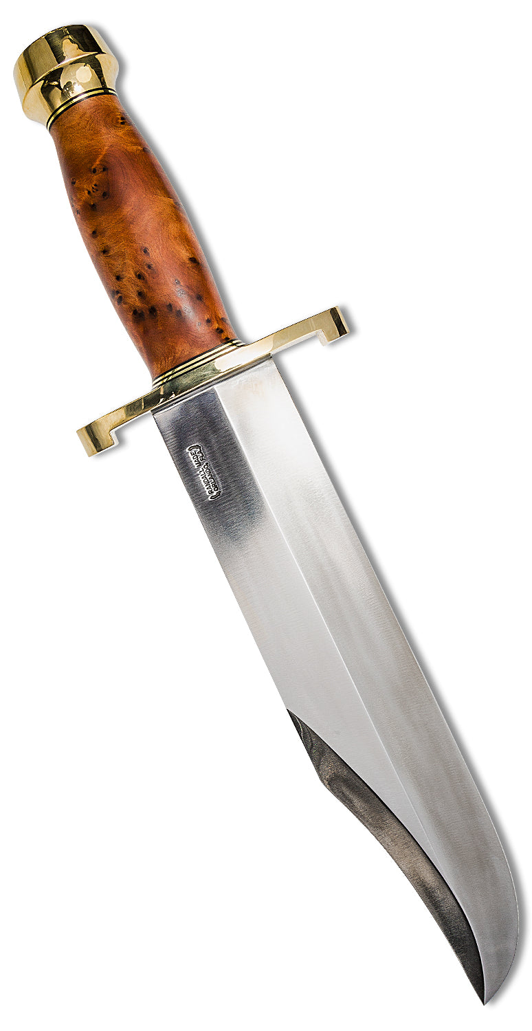 RANDALL USA KNIVES MODEL 12-11 Smithsonian Bowie ALL PURPOSE FIGHTER KNIFE HIGH CARBON STEEL  BURL WOOD Handle W/SHEATH PRE-OWNED