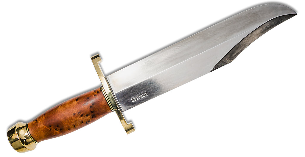 RANDALL USA KNIVES MODEL 12-11 Smithsonian Bowie ALL PURPOSE FIGHTER KNIFE HIGH CARBON STEEL  BURL WOOD Handle W/SHEATH PRE-OWNED