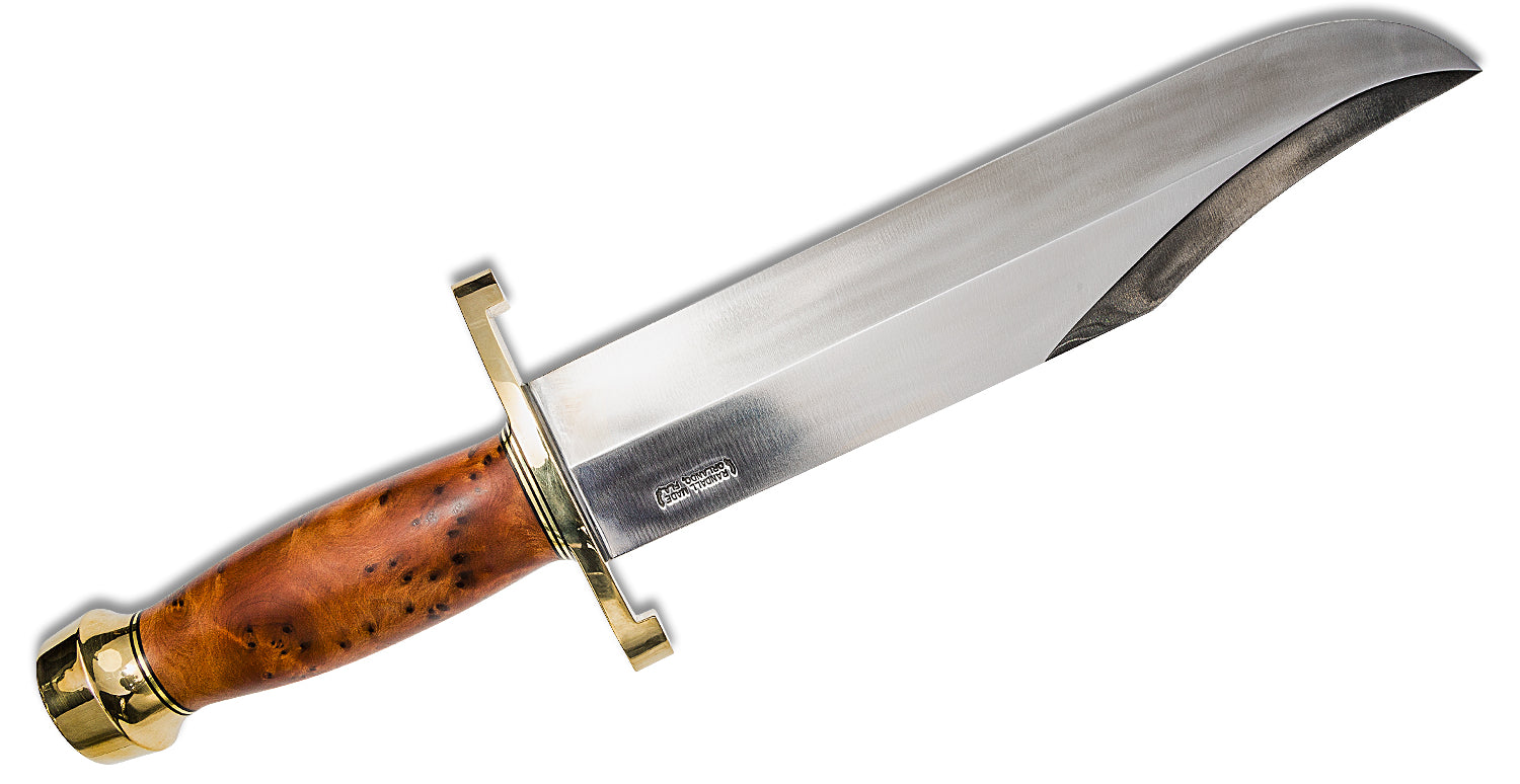 RANDALL USA KNIVES MODEL 12-11 Smithsonian Bowie ALL PURPOSE FIGHTER KNIFE HIGH CARBON STEEL  BURL WOOD Handle W/SHEATH PRE-OWNED