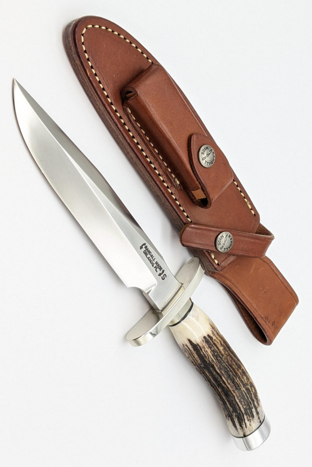 RANDALL USA KNIVES MODEL 1-6 ALL PURPOSE FIGHTER KNIFE HIGH CARBON STEEL STAG/ANTLER HANDLE W/SHEATH PRE-OWNED