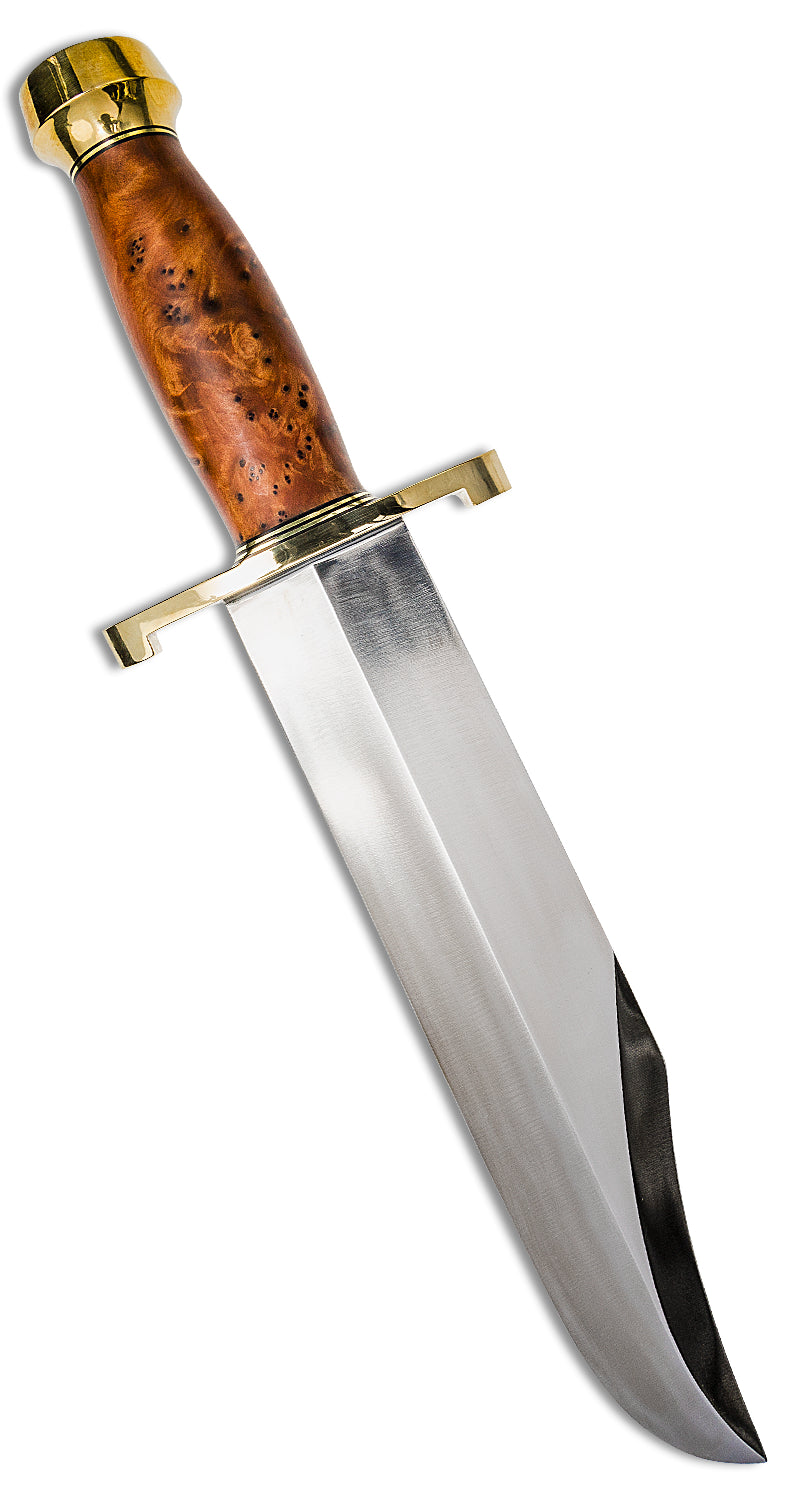 RANDALL USA KNIVES MODEL 12-11 Smithsonian Bowie ALL PURPOSE FIGHTER KNIFE HIGH CARBON STEEL  BURL WOOD Handle W/SHEATH PRE-OWNED