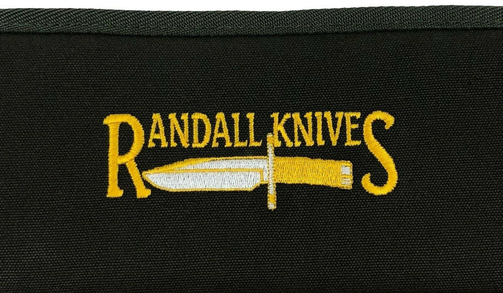 RANDALL KNIFE CASE with SHEATH STRAPS & EMBROIDERED LOGO 5 -7-10-13-14-16- 17" BLACK - USA MADE! NEW