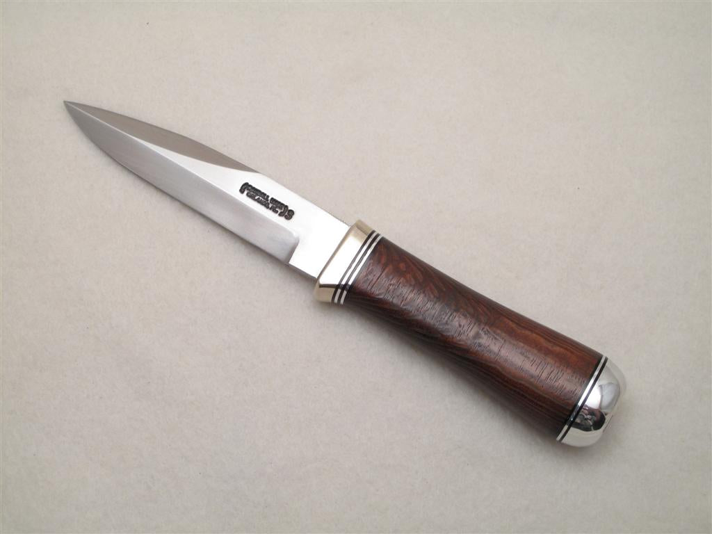 rr...RANDALL USA KNIVES MODEL GAMBLER - 5 ALL PURPOSE GUARDIAN SURVIVAL KNIFE BROWN MICARTA HANDLE HIGH CARBON STEEL W/SHEATH PRE-OWNED
