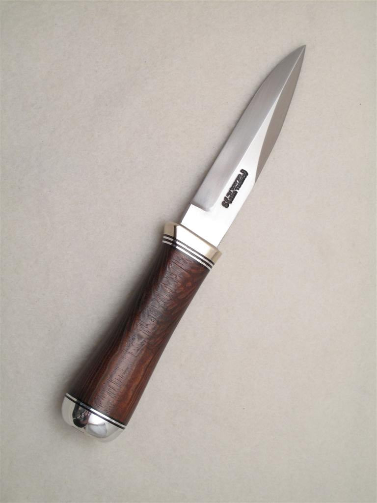 rr...RANDALL USA KNIVES MODEL GAMBLER - 5 ALL PURPOSE GUARDIAN SURVIVAL KNIFE BROWN MICARTA HANDLE HIGH CARBON STEEL W/SHEATH PRE-OWNED