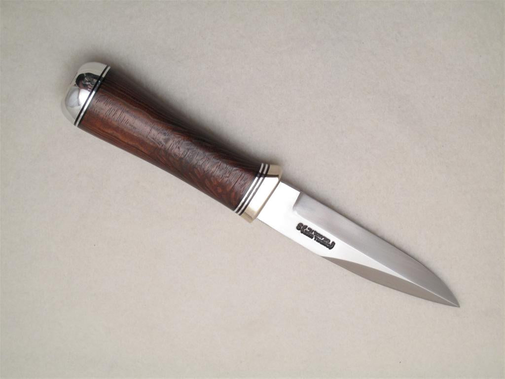 rr...RANDALL USA KNIVES MODEL GAMBLER - 5 ALL PURPOSE GUARDIAN SURVIVAL KNIFE BROWN MICARTA HANDLE HIGH CARBON STEEL W/SHEATH PRE-OWNED